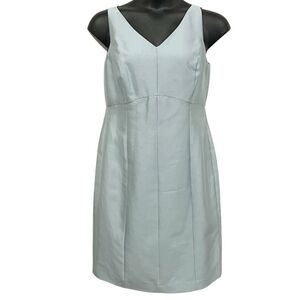 Talbots Petite Silk Blend Silver Sleeveless V-Neck Cocktail Evening  Mini Dress